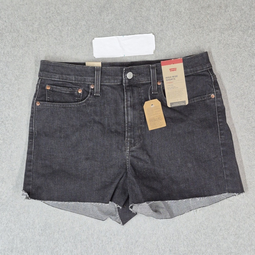 Levi's Women Shorts W32 Black Denim Shorts High-Rise Shorts Hypersoft NWT